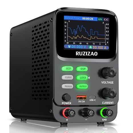 Bench Power Supply Variable 30V 10A,Double Curve 5 Digit LCD Display 0.01mA Milliamp Current Display Hyperbolic Encoder DC Power supply with OCP/OVP Storage Function Power Supplies