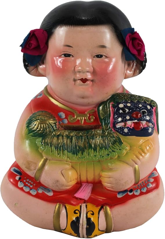 Huishan Clay Figurine Chinese Girl Money Bank