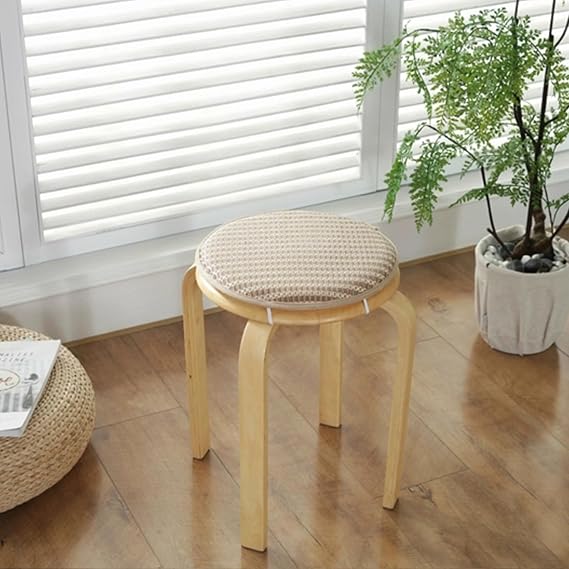 Round Chair Cushions for Dining Chairs,with Non-Slip Backing，Soft Memory Foam Chair Pads，Seat Cushion for Kitchen Office Car (Lattice)