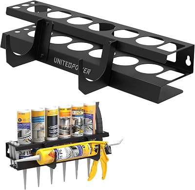 UNITEDPOWER Caulking Gun Holder 61, Wall Mount Hand Caulking Gun Storage Rack, Caulk Tube Organizer for Workshop, Shop, Garage