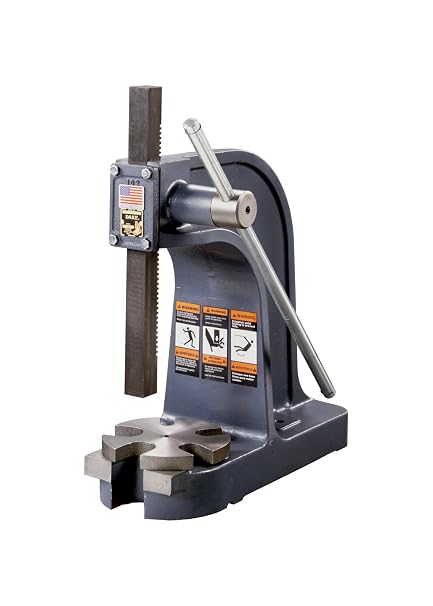 Dake 1 Model Single Leverage Arbor Press with Base Opening and Slotted Table Plate, 3 Ton Capacity, 11.5" Maximum Working Height, 7.25" Length x 18" Width x 19" Height