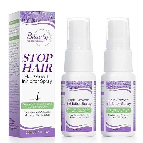 Hair Inhibitor for Face, Non-Irritating Hair Inhibitor, Hair Removal Spray for Body, Face, Underarm, Arm, Leg, Private Areas, Slows Regrowth (2PCS)