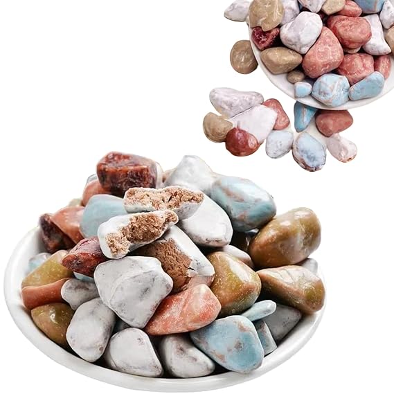 Stone - Shaped Hard Candy Chocolate Flavor 250g Bag, Edible Chocolate Rocks Hard Candy for Halloween Trick or Treat, Cake Decorating & Snacking