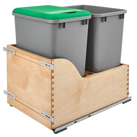 Rev-A-Shelf Double Pullout Trash Can, Min Cabinet Opening 15" W, 35 Qt