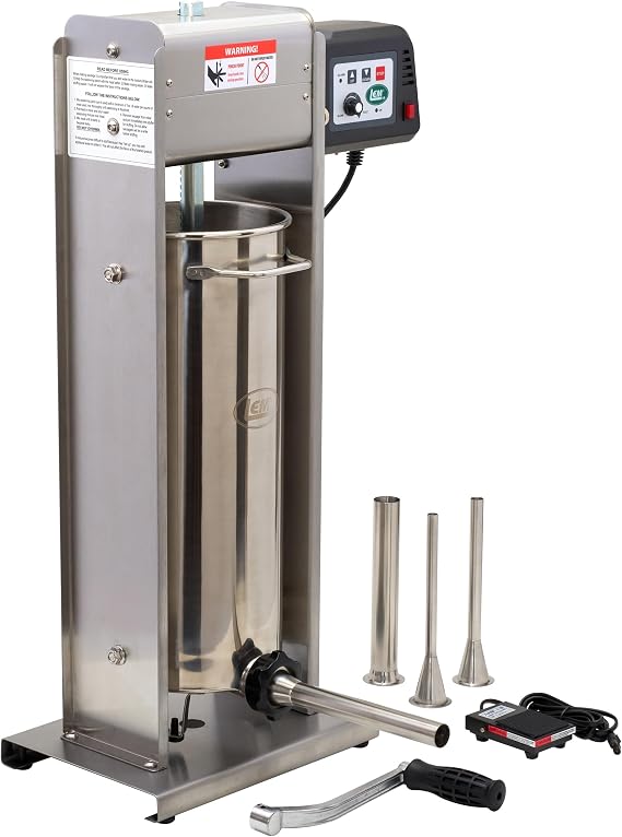LEM Products BigBite 30 lb Motorized Sausage Stuffer, Stainless Steel Meat Stuffer Machine with 0.5 HP Motor, Electric Sausage Maker for Home Kitchen Use and Meat Processing