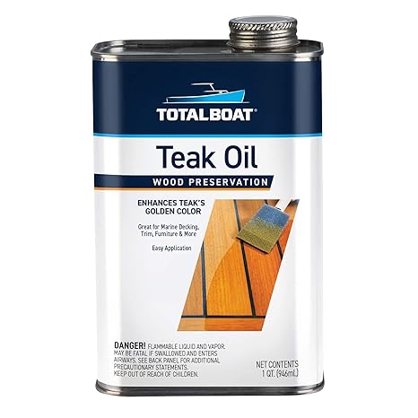 TotalBoat Teak Oil - Marine Wood Sealer Protects & Preserves Teak on Boats and Outdoor Furniture (1 Quart)