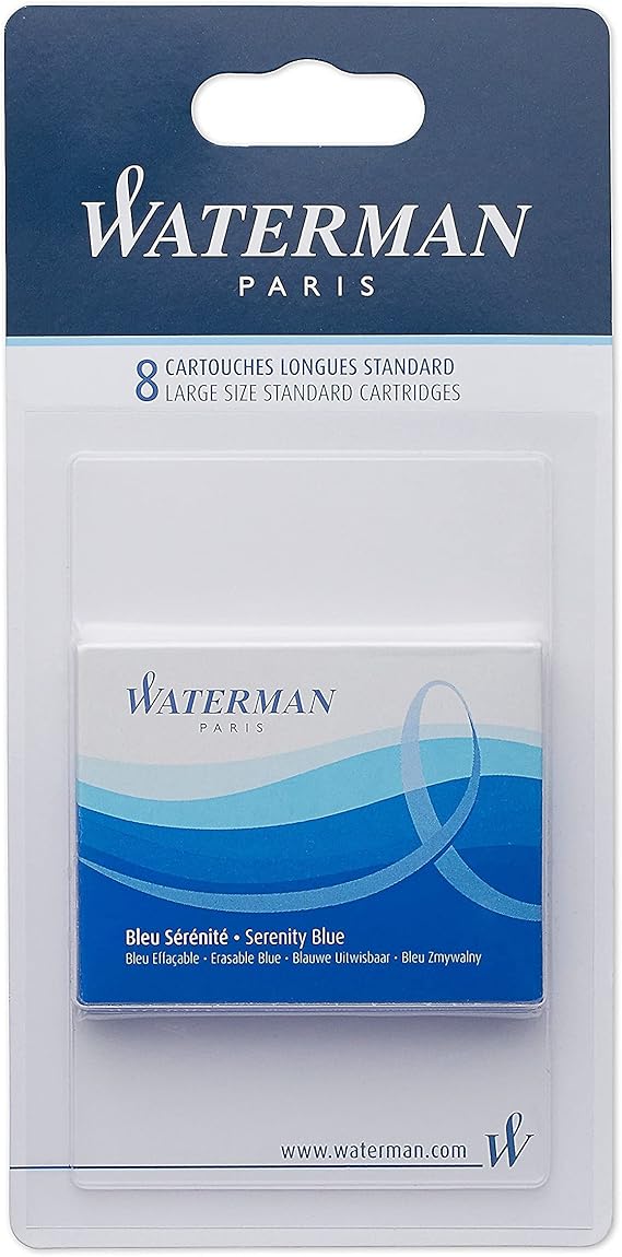 Waterman Large Size Ink Cartridges 8 Pack - Serenity Blue
