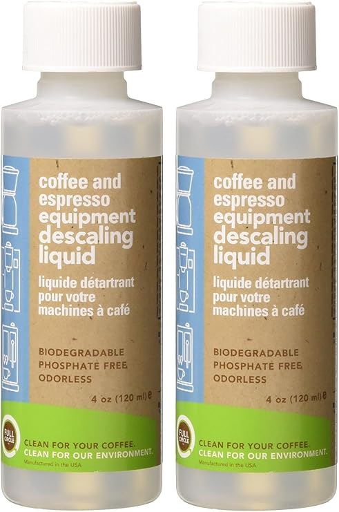 Urnex Biocaf Coffee and Espresso Descaling Solution 4 Ounce (2 Single Use Bottles) Safe to use with Keurig, Delonghi, Nespresso, Ninja, Hamilton Beach, Mr Coffee, Braun