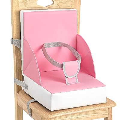 Toddler Booster Seat for Dining Table, Portable Kids Seat with Safety Buckles, High Cushion for Travel with Non-Slip Bottom, One-Second Cleaning Pink