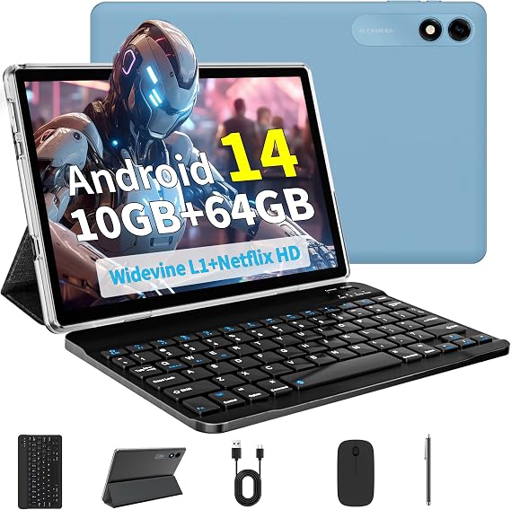 Tablet | Android 10.1 in Tablet | Octa-core Processor | 12GB+64GB+2TB Expandable | 6000mAh | WiFi 6.0 &BT5.0 | Includes Protective case (Black) (Blue)