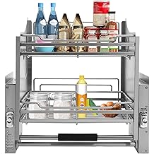 Cabinet Pull-Down Shelf, 2 Ttie Pull-Down Dish Rack for Kitchens, Bars, Cafes, Cabinets, Storage Rooms, Max Load 10kg/22.05lbs, Dark Grey