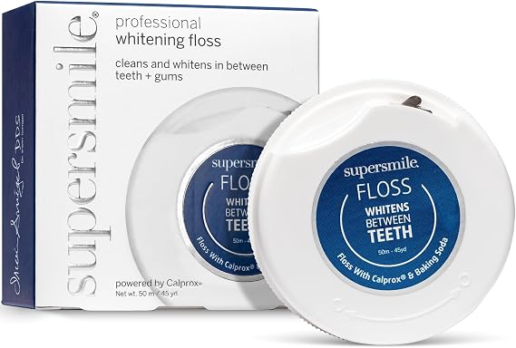 Supersmile Professional Whitening Dental Floss, Shred-Resistant Mint | Whitening-Coated Polishing Floss, Cleans Below Gumline, Removes Surface Stains, Veneer Safe, Promotes Healthy Gums