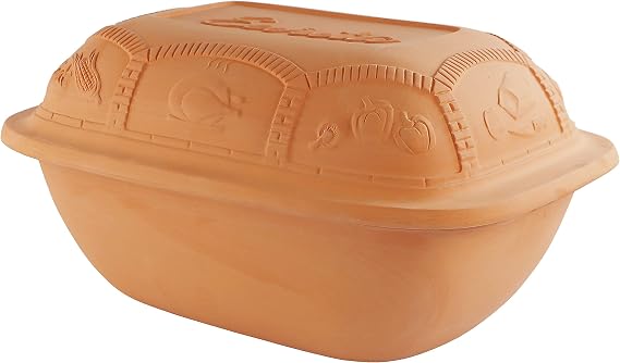 Eurita Clay Roaster, 7.2 Quart, Non-Stick Earthenware, Toxin-Free, Healthy Clay Pot Cooking, Versatile Cooking Dutch Oven, Digital Recipe and Instructions Included