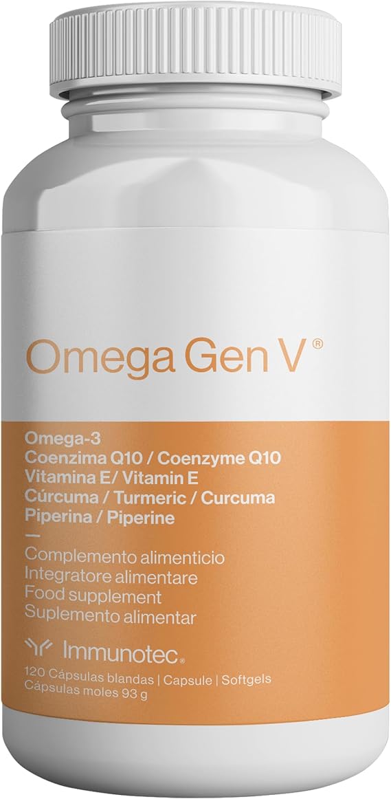 Omega Gen V 5-in-1 Formula Omega-3 Fish Oil (1,800mg) w/EPA & DHA + CoQ10, Turmeric, Piperine & Vitamin E | Fast Absorbing + Promotes Heart, Brain, Eye & Immune Health | 120 Soft Gels