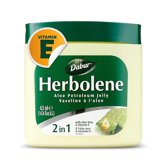Dabur Herbolene Aloe Jelly - Aloe Vera Petroleum Jelly for Soft Skin, 1pack | Aloe Vera Jelly for Deep Intensive Skin Moisturization, Petroleum Jelly with Aloe Vera, Aloe Petroleum Jelly with Vitamin E