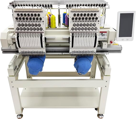 Commercial Automatic Embroidery Machine, 15.7"*19.6" Embroidery area, 15 Needle 2 Heads Compact Professional Embroidery Machine for Small Business, 1000Spm, AC110V-220V
