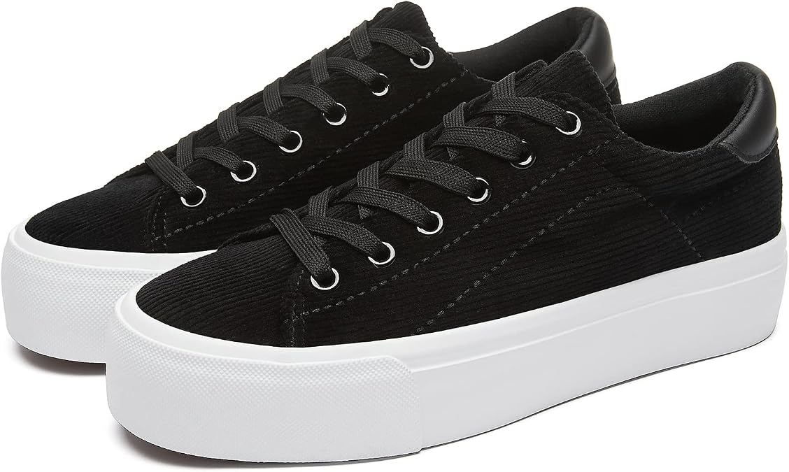 THATXUAOV Womens Platform Sneakers White Tennis Shoes Casual Low Top Fashion Sneakers