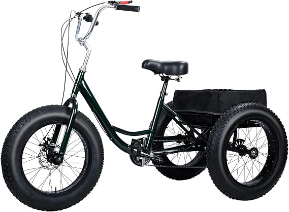 20 Inch Adult Tricycle,3 Wheeled Bikes for Seniors,Snow Tires Tricycle,7 Speed Fat Tire Bike with Double Disc Brake,Adult Bike with Spacious Shopping Basket,Load Capacity 450lbs