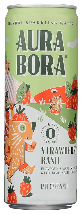 Aura Bora Herbal Sparkling Water Basil Berry, 12 Ounce