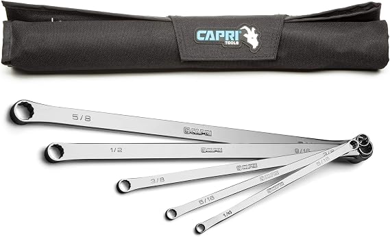 Capri Tools 0 Degree Offset Extra Long Box End Wrench Set, SAE, 1/4-3/4 in, 8 Sizes, 5 Piece