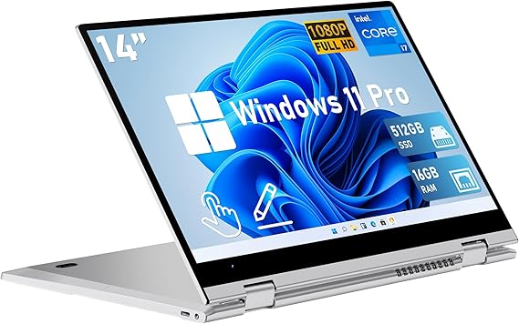 FUNYET Touchscreen Laptop Computer, 14 Inch 2 in 1 Lap Top Windows 11 Pro, Intel Core i7-1265U (up to 4.8 GHz), 16GB RAM 512GB SSD, 1920 x 1080, Backlit Keyboard, Wi-Fi 6, BT5.2,
