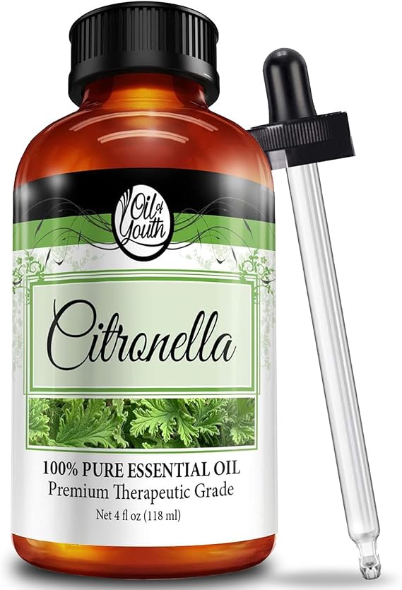 Oil of Youth Citronella Essential Oil 4 Fl Oz Therapeutic Grade for Aromatherapy, Diffuser, Candle Making