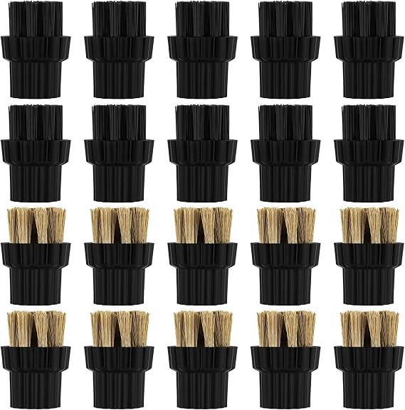 Honeydak 20 Pcs M8 Steam Cleaner Brush Head Steamer Replacement Attachments for Hard Surface 10 Pack Nylon and 10 Pack Brass Brush Head Bulk Steam Cleaner Accessories Mop Parts