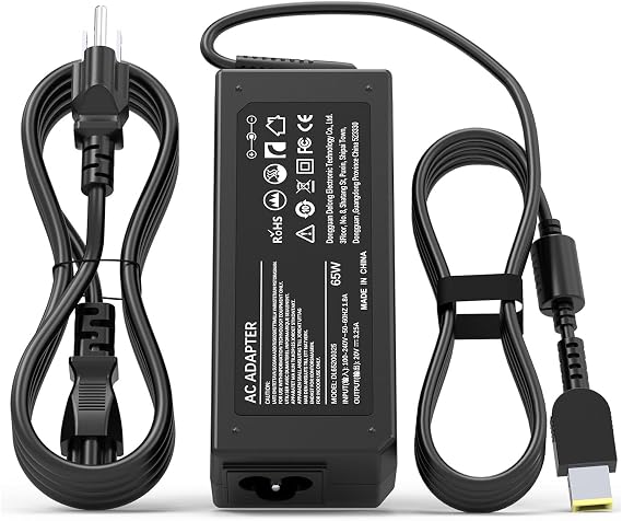 VUOHOEG 65W Laptop Charger Compatible with Lenovo ThinkPad L440 L450 L460 L540 T440 T450 T460 E440 E450 E550 E560 X240 X250 X260 Yellow Square Tip AC Adapter