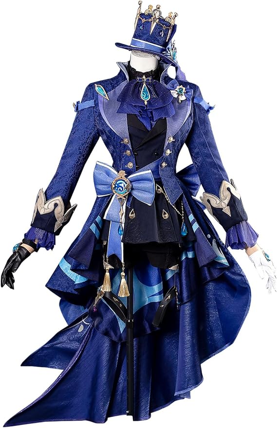 Cosfun Genshin Impact Furina Cosplay Costume Jacquard Upgrade Black Version C08735