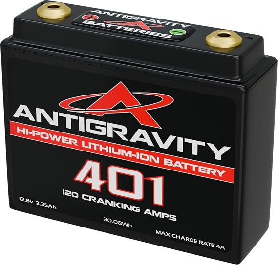 Antigravity Batteries AG-401 Lithium Small Case 12V Powersports Battery Ultra-Lightweight 15.2 oz, 120 Cranking Amps, 6Ah Pb-Eq (2.6Ah Actual), No BMS Motorcycles, Dirt Bikes, ATVs