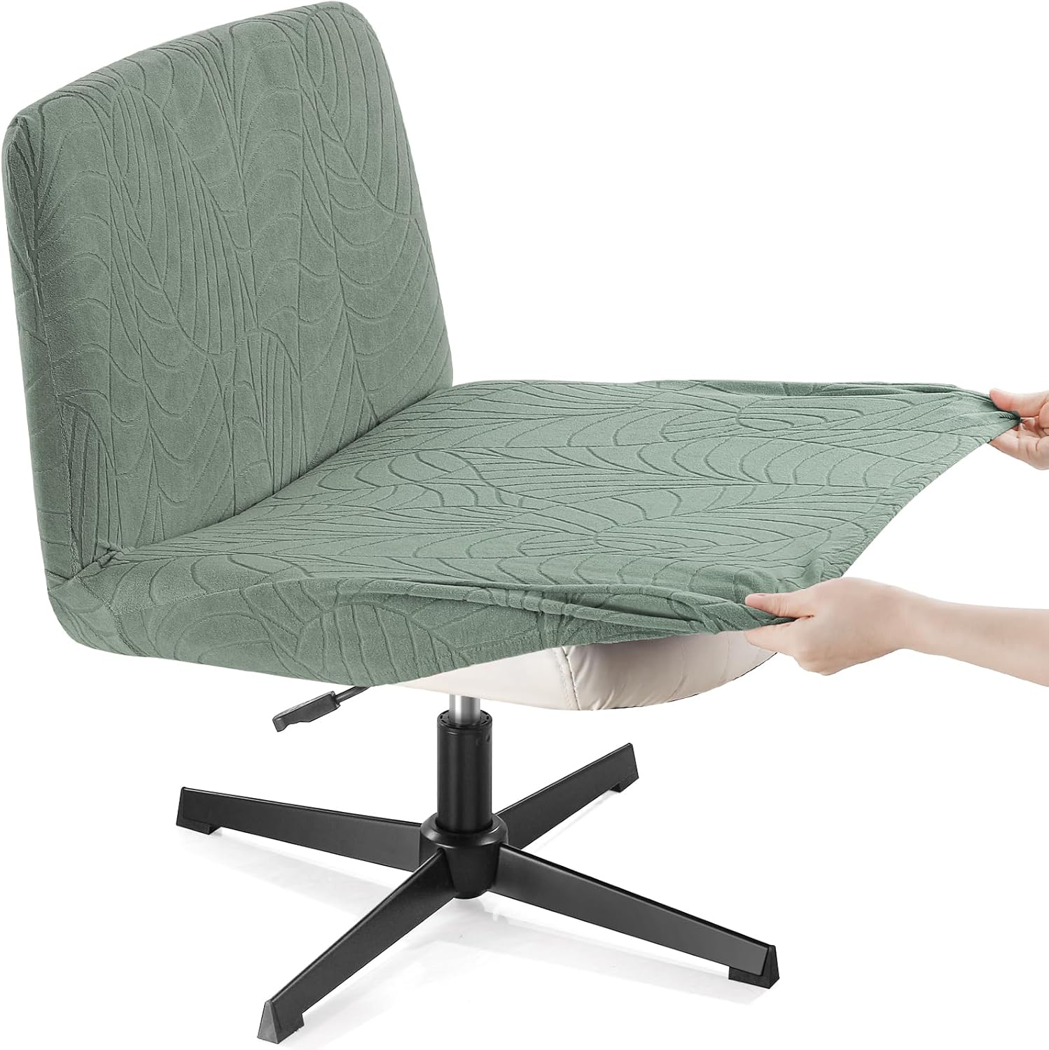 Fuloon Waterproof Cross Legged Office Chair Cover - Armless Wide Desk Chair Slipcover for Vanity, Nail Salon & Mid Back Accent Chairs