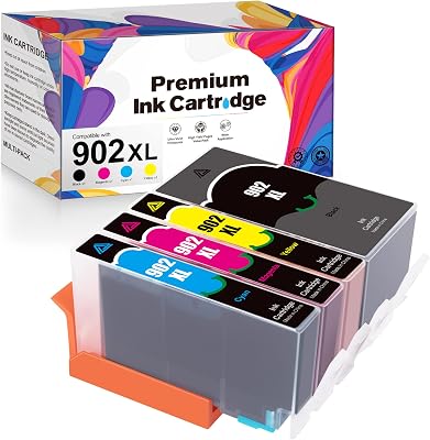 902XL Ink Cartridges Upgraded Replacement 902XL Ink Cartridges Combo Pack HP902 Use with OfficeJet Pro 6978 6958 6968 6958 6962 6954 6950 6960 6970Black,Cyan,Magenta,Yellow