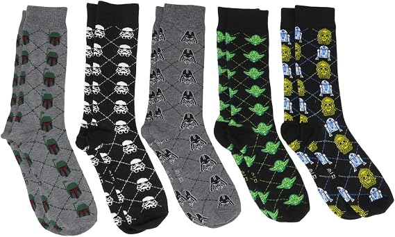 Hyp Star Wars Characters Argyle Crew Socks 5 Pair Pack