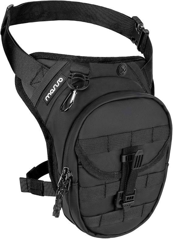 MOSISO Thigh Bag, Motorcycle Leg Bag for Men Women, Universal Expandable Multifunctional Storage Pouch Tactical Water Resistant Drop Leg Bag for Outdoor Sports Cycling Hiking Fishing Climbing, Black