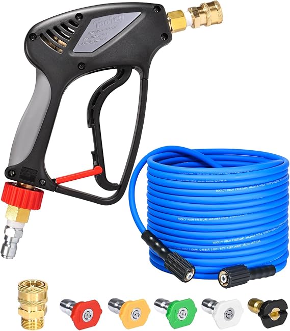 TOOLCY Pressure Washer Hose and Gun Kit 50ft Kink Resistant 3/8" & M22-14mm