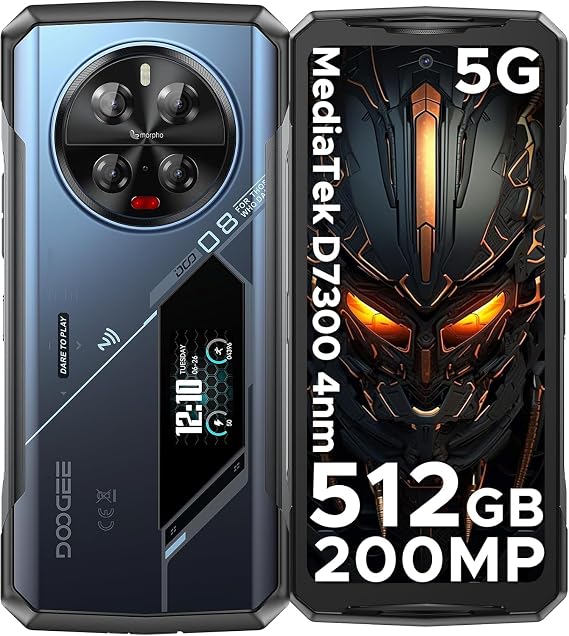 V40 Pro 5G Rugged Phone 6.78" 36GB + 512GB Gaming Phones Size 7300 200MP AI Camera 8680mAh Android 14