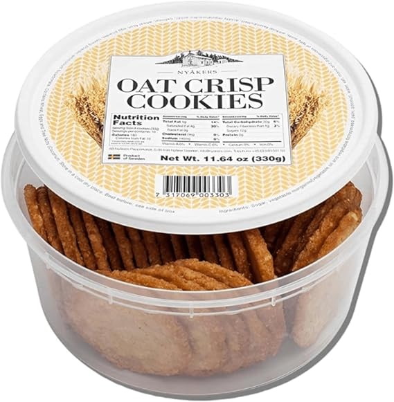Scandikitchen Nyakers Havreflarn - Oat Crisp Cookies 330g | Thin, delicate Swedish oat crisps with a light, buttery crunch — a traditional Scandinavian treat perfect for gifting.