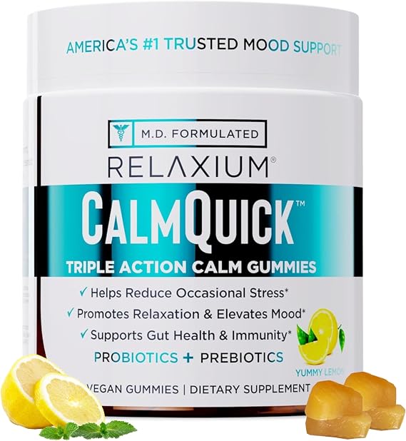 Relaxium Calm Gummies, B6, Magnesium, L-Theanine, Probiotic, Lemon, 60ct