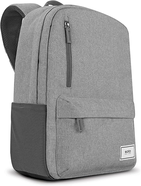 Solo New York Laptop Backpack for Women & Men -Carry On Bookbag for Travel & Work, Lightweight Bag, Side Mesh Pockets, Fits 15.6" Computer - Re:Cover, Grey