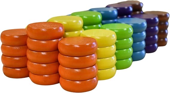 Summer Crokinole Disc Party Pack (78 Discs) (Add a Pouch, Large Discs - 1 1/4 Inch Diameter (3.2cm))