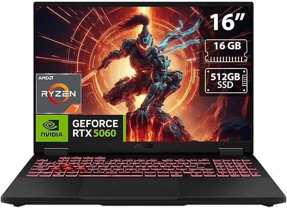 ASUS TUF Gaming A16-16" FHD+ 165 Hz - AMD Ryzen 7 260 - GeForce RTX 5060 Laptop GPU - 16GB DDR5 RAM - 512GB SSD - Windows 11 Home (FA608UM-NS73)