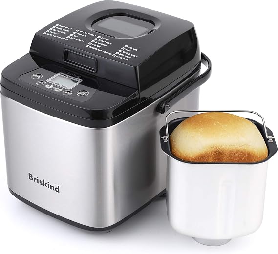 Briskind 1.5 lb Compact Bread Maker Machine with Carrying Handle, 19-in-1