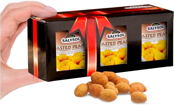 SALYSOL Snacks Spicy Coated Roasted Peanuts 3 x 40g Cans - Delicious Pure Natural Nuts for Snacking, Meals, Camping, or Cooking - Gift Sets for Men and Women