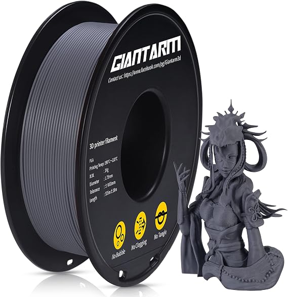 GIANTARM Matte PLA, 1.75mm PLA Filament, 1KG Spool(2.2lb), Vacuum Packaging, 3D Printer Filament for Bambu Lab (Matte Dark Grey)