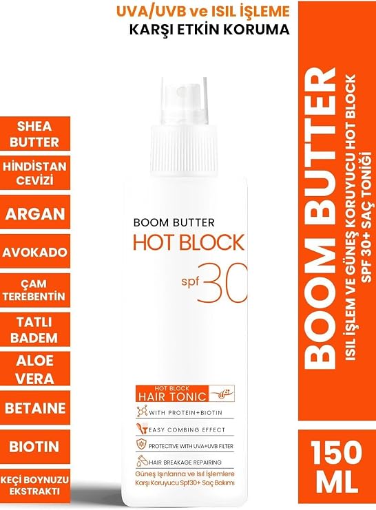 BOOM BUTTER Isıl İşlem ve Güneş Koruyucu Hot Block SPF 30+ Saç Toniği 150ML