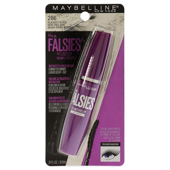 Maybelline New York Makeup Volum' Express The Falsies Flared Washable Mascara, Blackest Black, 0.31 Fl Oz (Pack of 1)