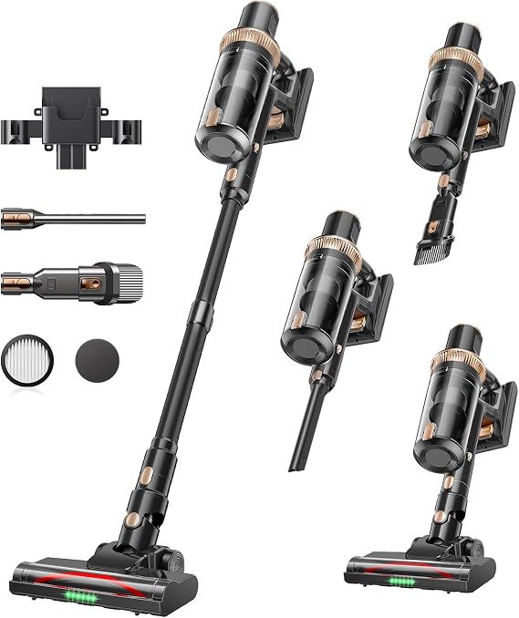 Cordless Vacuum Cleaner, 600W 55KPA 60Mins Vacuum Cleaners for Home