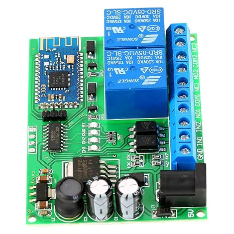 Walfront 2 Channel Bluetooth Relay Module Smart Phone Bluetooth Remote Control Switch Board Power Supply