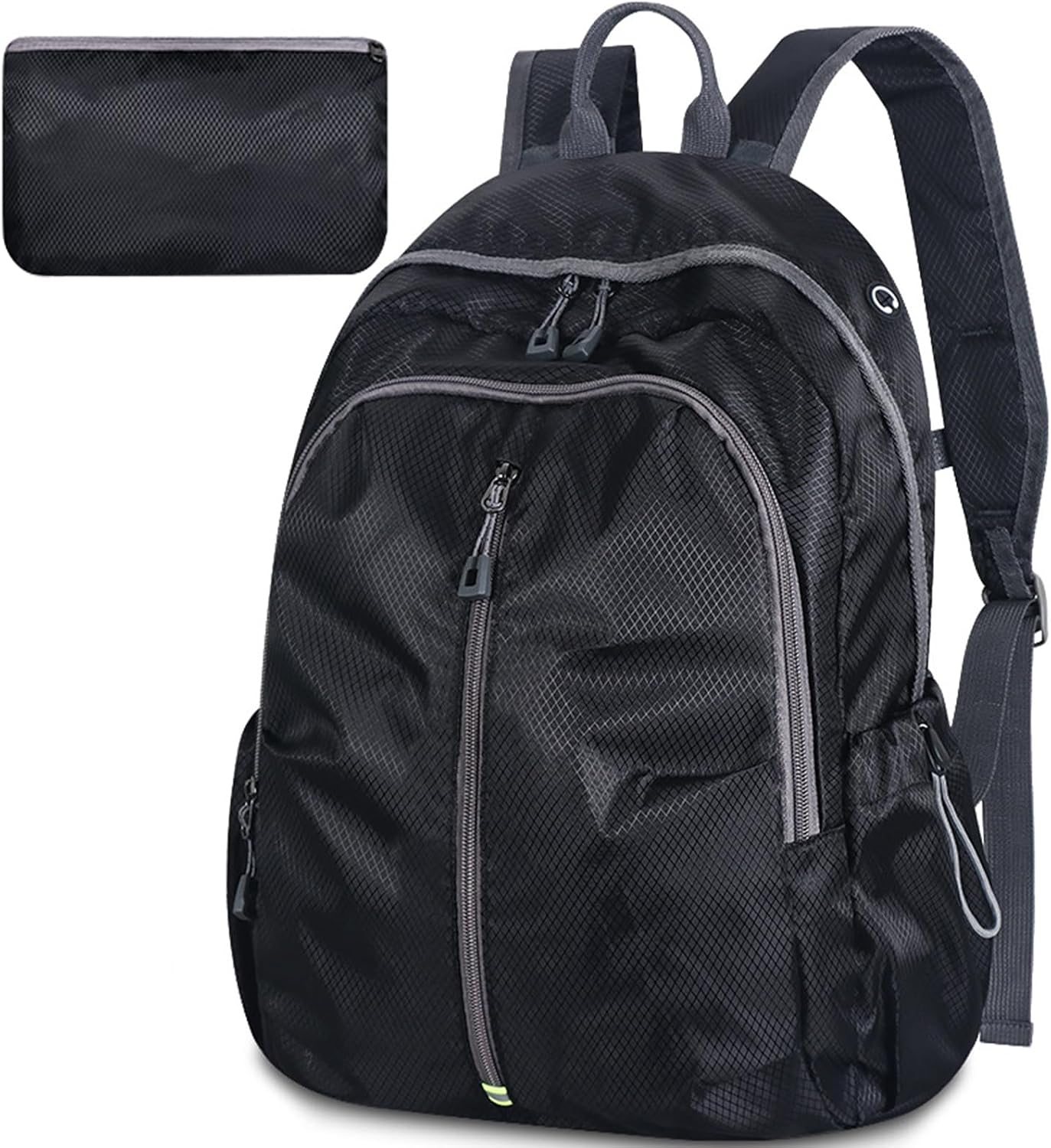 Waterproof Rucksack for Men Women, 30L Foldable Lightweight Travel Backpack, Black Casual Durable Daypack for Hiking Travelling Camping School