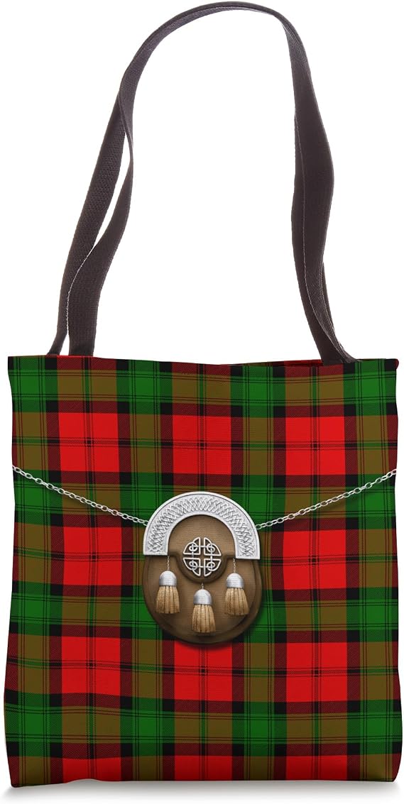 Scottish Clan Kerr Tartan Plaid With Sporran Tote Bag